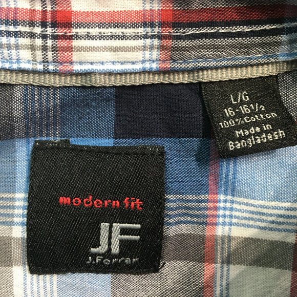 #64 J. Ferrar snap button Plaid cowboy bullrider Large Two Pockets rugged - Picture 7 of 8